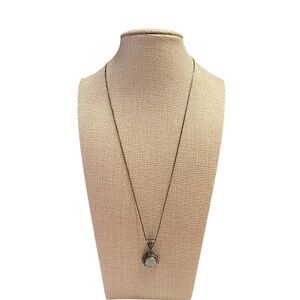 Open Back Moonstone Filigree Halo 925 Sterling Silver Pendant Necklace